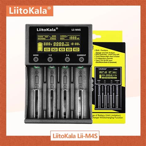 Liitokala Lii M4s 18650 Smart Charger Lcd Display For 26650 21700 32650