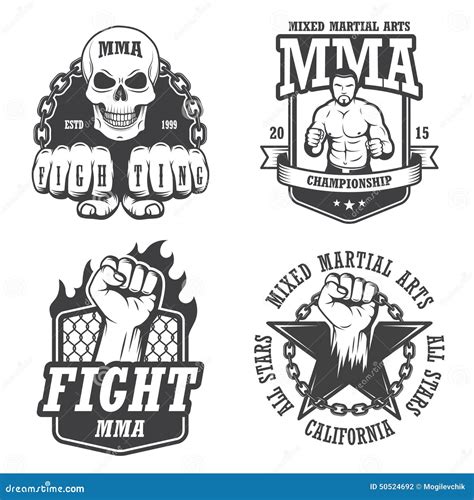 Set Of Four Mma Emblems Stock Vector Illustration Of Battle