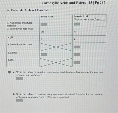 Solved Carboxylic Acids And Esters Pg A Chegg