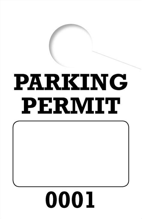 Consecutively Numbered 1 Sided Parking Permit Hang Tag White