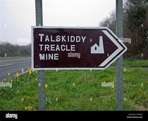 Sign To Talskiddy Treacle Mine Cornwall Uk Stock Photo Alamy