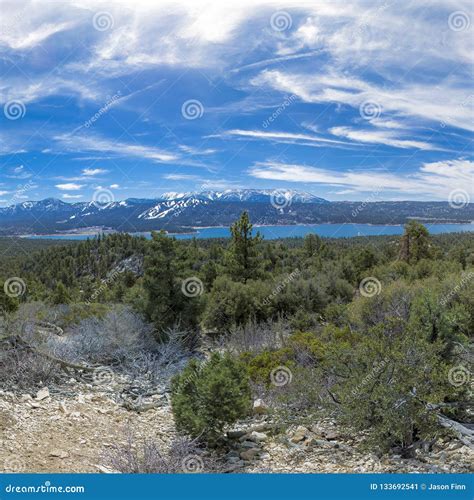 Trail in Big Bear CA Overlooking Lake and Mountain Stock Image - Image ...