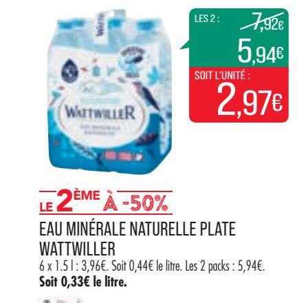 Promo Eau Minérale Naturelle Plate Wattwiller chez Match iCatalogue fr