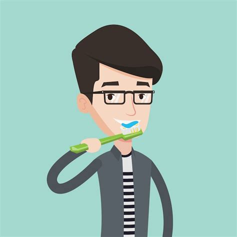 Premium Vector Man Brushing His Teeth Illustration