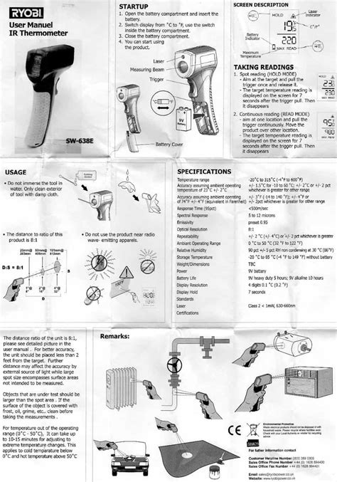 Ryobi IR thermometer instructions - Geoff Jones