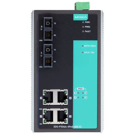 EDS P506A 4PoE Managed Industrial Ethernet Switch Impulse Embedded