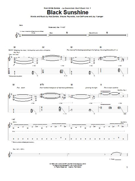 Black Sunshine by White Zombie - Guitar Tab - Guitar Instructor