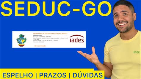 Concurso SEDUC GO espelho da redação novos prazos dúvidas da banca