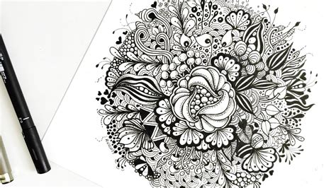 Zentangle Flower Drawing Zentangle Floral Art Easy Zentangle Art