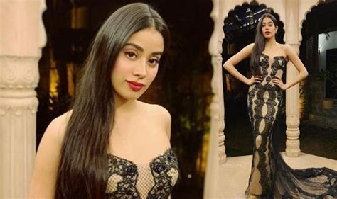 Janhvi Kapoor Looks Stunning In Beige Black Off Shoulder Gown By Reem