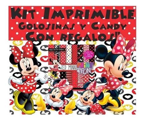 Kit Imprimible Minnie Mouse Roja Disney Mickey Amigos S115 Cuotas Sin