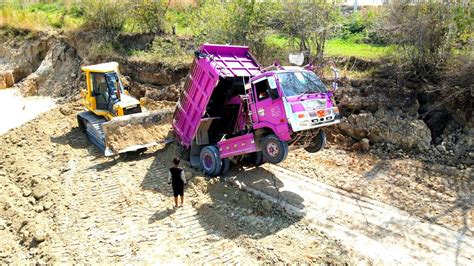 Amazing Dump Truck Unloading Stuck Fly Recovery By Skill Operator Heavy