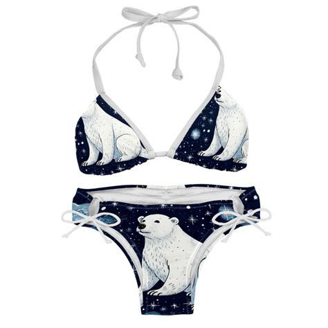 Starry Polar Bear Detachable Sponge Adjustable Strap Bikini Set Two