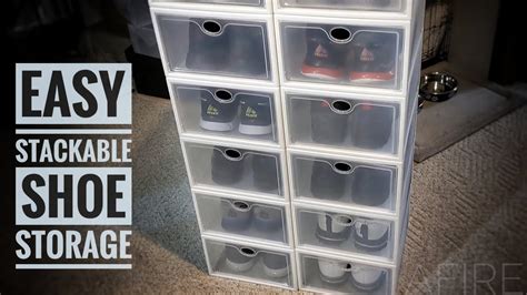 Large Stackable Shoe Box Storage Review And Assembly Youtube