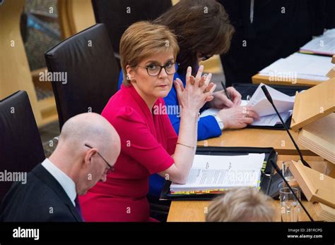 Nicola sturgeon sitting in debating chamber scottish parliament hi-res ...