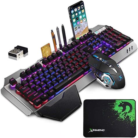 Wireless Gaming Keyboard And Mouse Combo With Rainbow Led Backlit Rechargeable