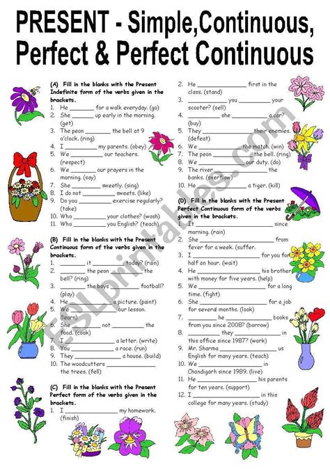 Present Perfect Continuous Tense Worksheet