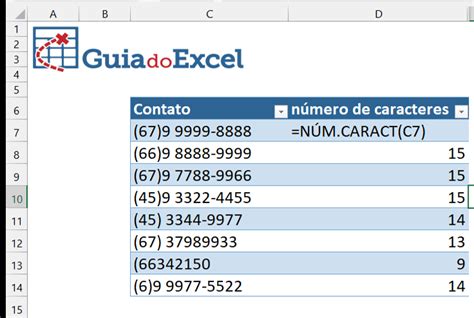 Contar o Número de Caracteres no Excel Guia do Excel