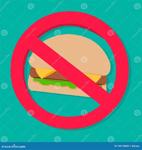 No Junk Food Warning Symbol for Dieting Food Concept Isolated Vector
