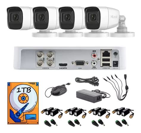 Kit Circuito Cerrado Hilook Dvr 4 Canales 4 Camaras 1080p 2mp Full Hd