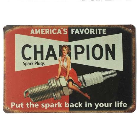 Champion Spark Plugs Tin Sign X Cm Spark Plug Retro Metal Signs