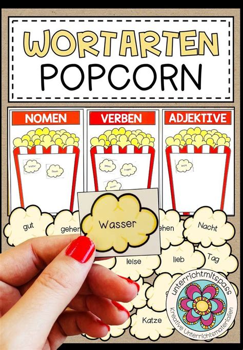 WORTARTEN POPCORN Legeübung Unterrichtsmaterial im Fach Digitale