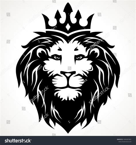 Lion Black White Crown Stock Illustration 1694307481 | Shutterstock