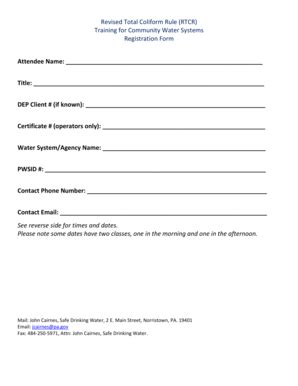 Fillable Online Files Dep State Pa Revised Total Coliform Rule RTCR