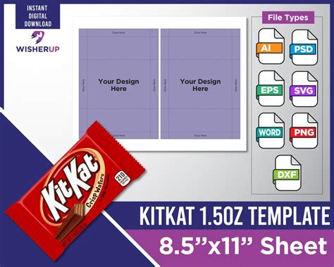 1 55 Oz Kit Kat Wrapper Template1 5oz Blank Kit Kat Mockup Etsy