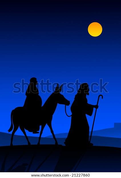 Joseph Mary Donkey On Way Bethlehem Stock Illustration 21227860