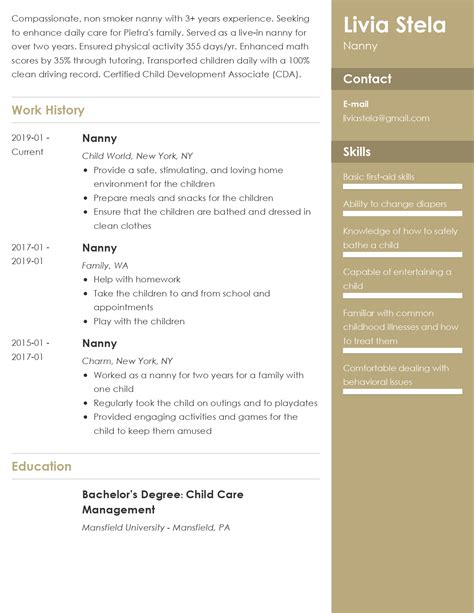 Nanny Resume Examples