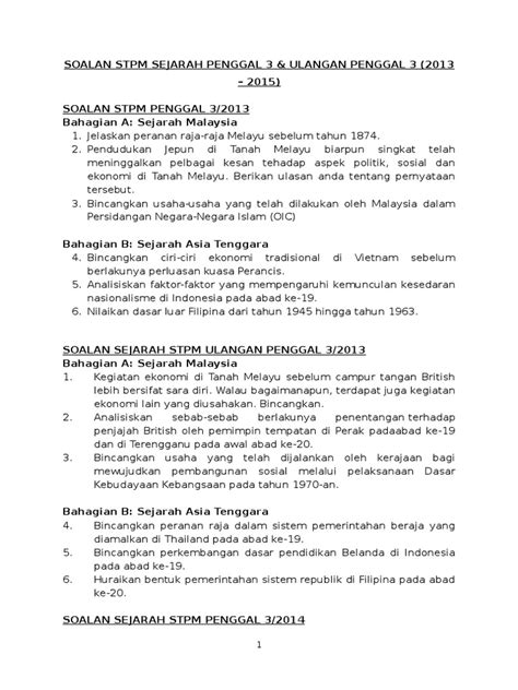 Nota Ringkas Sejarah Stpm Penggal 1 Tema 4