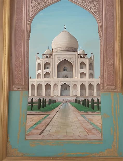 Premium Photo | Oil painting View of Taj Mahal Agra India