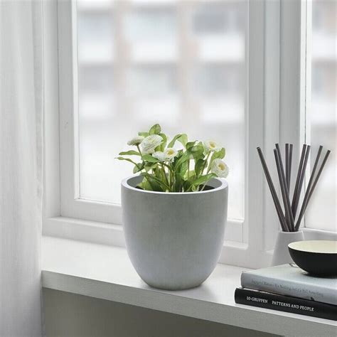 LuxenHome Light Gray MgO Round 9 2in H Planter EBay