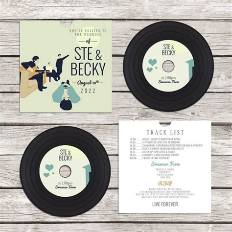 Retro Vinyl Record Wedding Invitation Personalised Record Etsy Uk