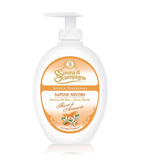 Spuma Di Sciampagna SAPONE LIQUIDO Neutro Fiori D Arancio Antibatterico