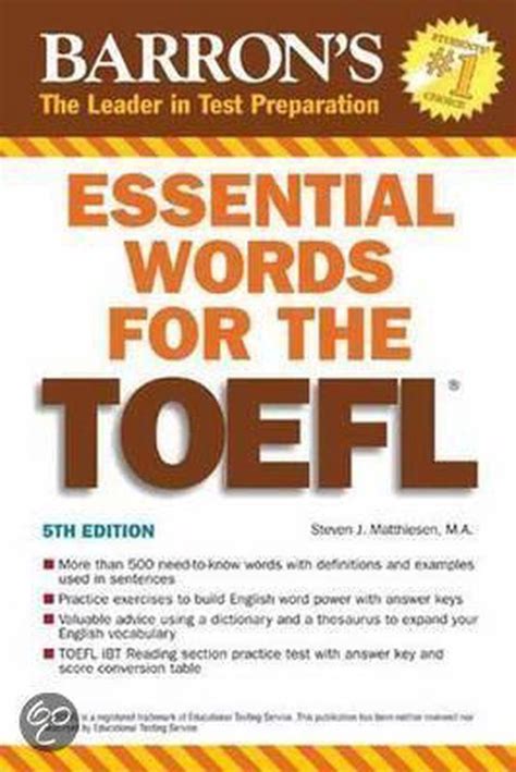 Essential Words For The Toefl Steven J Matthiesen