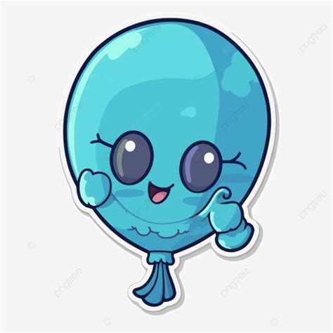 Blue Balloon With A Thumb Up Emote Sticker Clipart Vector Sticker