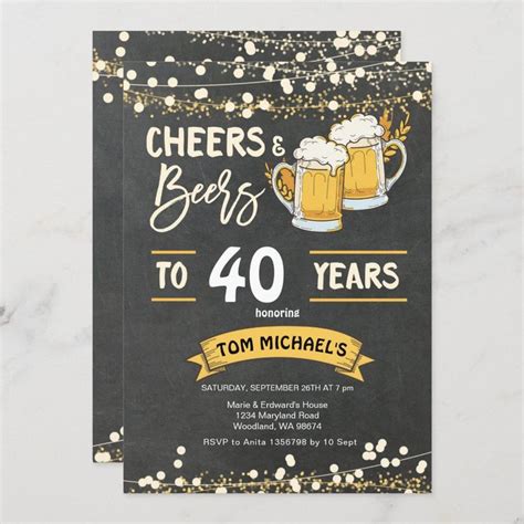 Chalkboard Cheers And Beers Birthday Invitation Zazzle Birthday