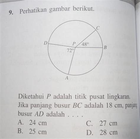 Matematika 9 PERHATIKAN GAMBAR DIATAS Diketahui P Adalah Titik Pusat