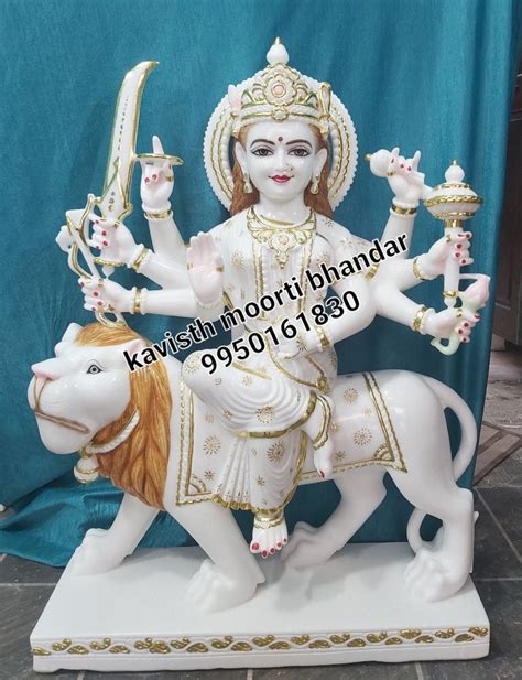 Plain Hindu Pure White Marble Durga Mata Statue For Worship Size