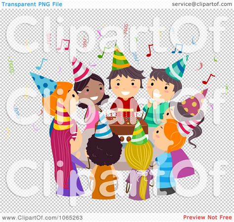 Clipart Kids Singing Happy Birthday Around A Cake - Royalty Free Vector Illustration by BNP ...