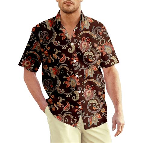 Hawaiian Shirt For Men Paisley Print Daily Casual Tops Basic Fashion