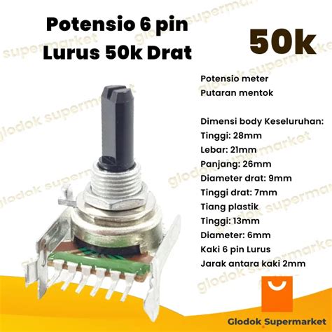 Potensio Pin K Drat Stereo Kaki Lurus Volume Mixer Lazada