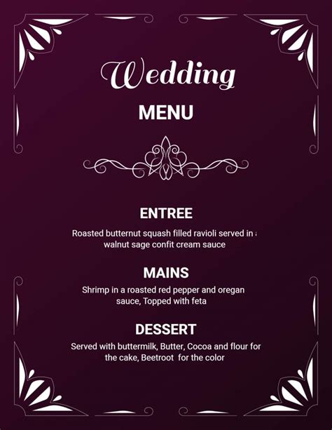 Wedding Menu Design Ideas, Examples, and Samples