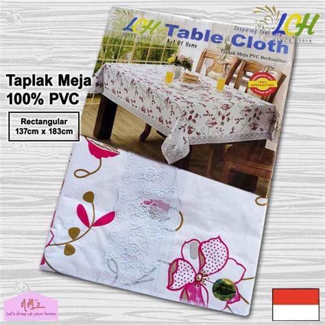 Promo Taplak Meja Makan Ruang Tamu Plastik Pvc Transparan Bening Motif