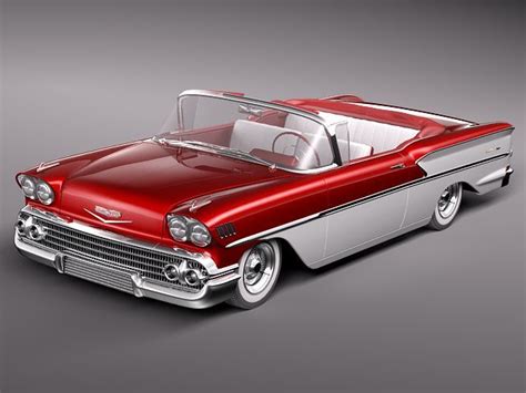 Chevrolet Bel Air 1958 Convertible 3d Model Max Obj 3ds Fbx Lwo Lw Lws