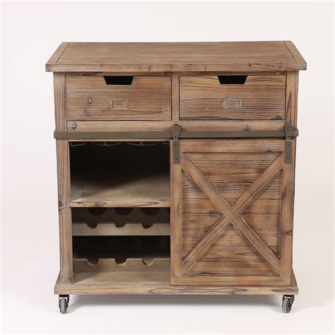 Rustic Wood Sliding Barn Door Wine Cabinet - Walmart.com