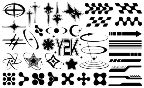 Premium Vector Set Of Abstract Retro Futuristic Y2k Elements And