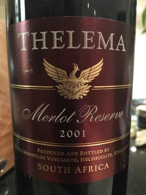 Thelema Merlot Reserve South Africa Coastal Region Stellenbosch